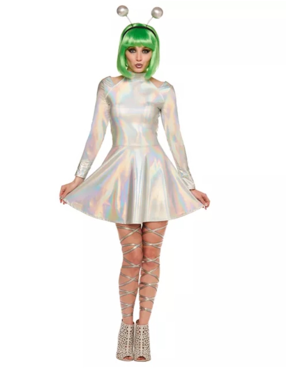 Spirit Halloween Silver Alien Costume Dress 2X